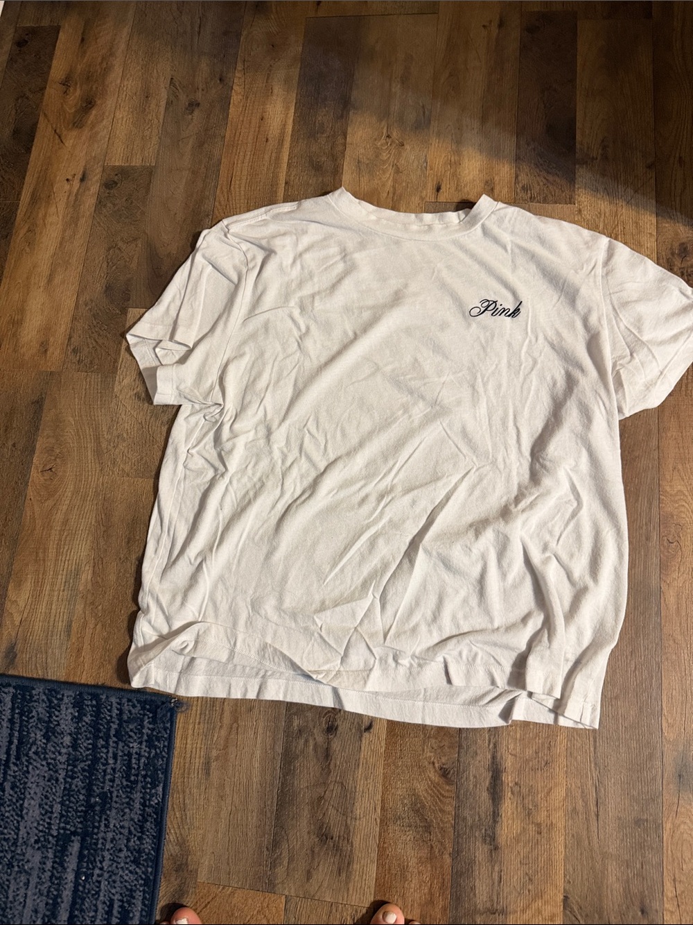 PINK Victoria's Secret White Crew Neck Logo Tee oversized sleep shirt